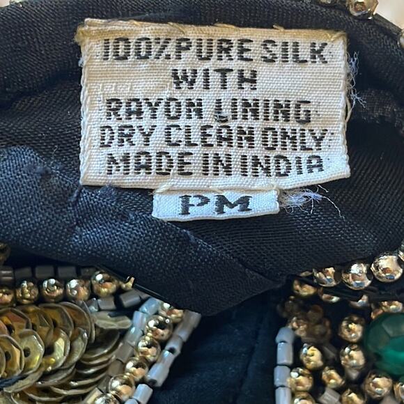 Laurence Kazar Vintage 80s Heavily Beaded Silk Cocktail Dress MP - Picture 13 of 16